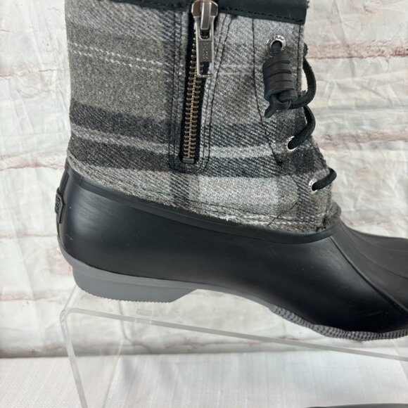 Sperry Women's 9.5 Charcoal Saltwater Wool Plaid Waterproof Duck Boots - Picture 11 of 13